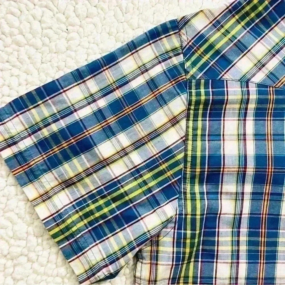 Levi's Barstow Western Short Sleeve Multi Color Checker‎ Plaid Snap Shirt Size L